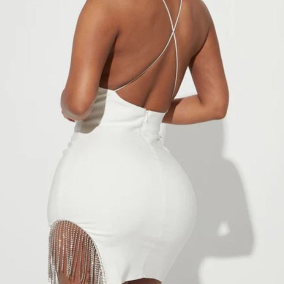 Borrowed Hearts White Sequin Mini Dress (Bachelorette / Bride) NWOT - Picture 3 of 8